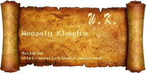 Weszely Klaudia névjegykártya